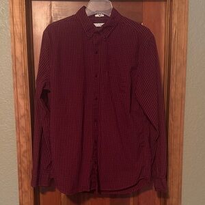 Classic Burgundy Checkered Men's Shirt